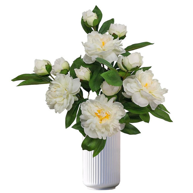 ARTIFIPLANT Peony Artificial Flowers,4 Pcs Fake Faux Peonies Flowers Look Real,Silk Peonies with Stems for Home Decor,White Peonies Artificial Flowers for Floral Arrangements(4, White)