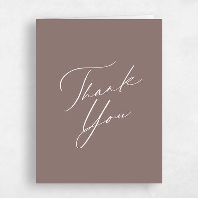 Taupe, Brown Wedding Thank You - Blair Portrait