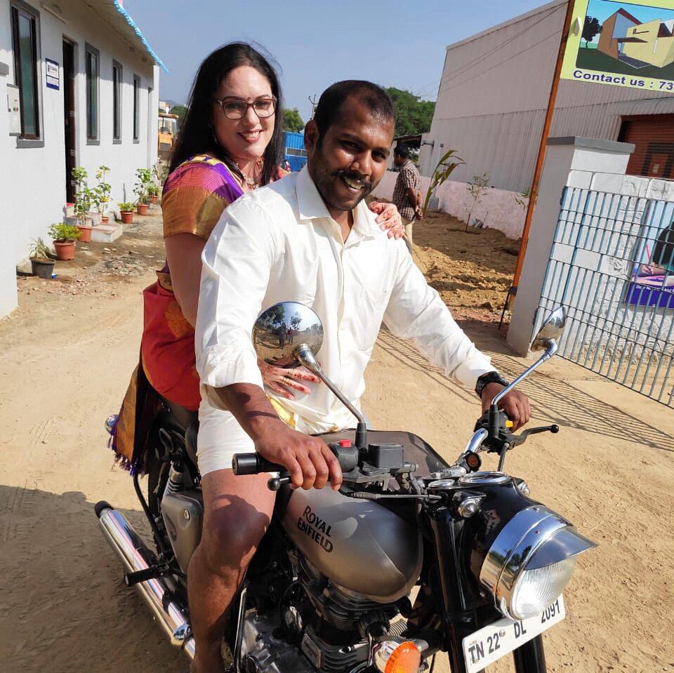 We had to get a classic bike pic while we were both wearing traditional clothing