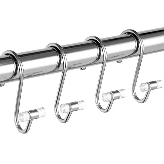 Shower Curtain Hooks, Metal Shower Curtain Rings, Rust-Resistant Shower Hooks for Bathroom Shower Rod Curtains, Decorative Shower Curtain Hooks for Bathroom, Set of 12(Chrome)