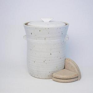Fermentation Crock (~4 Liters) with water lock (White) MADE TO ORDER
