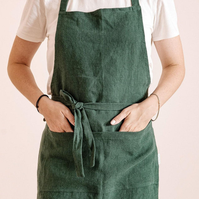 Linen apron for women, linen teacher apron with pockets, cooking apron women, garden apron for women, farmhouse apron, pinafore apron linen