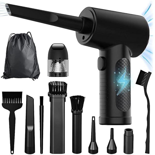 Compressed Air Duster, Electric Air Duster and Vacuum 2 in 1, 3 Speeds 100000 RPM Cordless Air Blower, Reusable Air Duster for Computer, Keyboard, Swimming Ring, Car with LED Light，