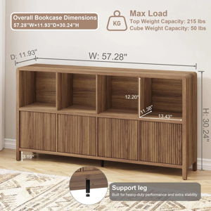 Guinna Farmhouse 8 Cube Bookshelf With 4 Doors, Wood Bookcase With Storage, Horizontal Cubby Organizer Shelf For Living Room, Office, Bedroom - Walnut is out of stock