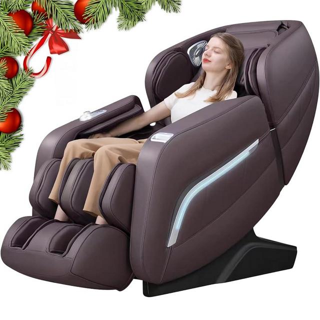 iRest A306 Massage Chair, Full Body Zero Gravity Recliner with AI Voice Control, SL Track, Bluetooth, Yoga Stretching, Foot Rollers, Airbags, Arm Rest, Cushion Availability, Heating (Brown)