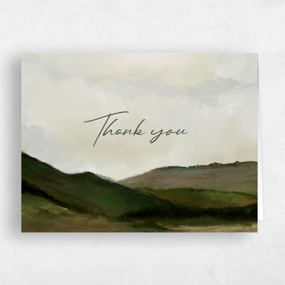 Summer, Beige Wedding Thank You - Montagne Landscape