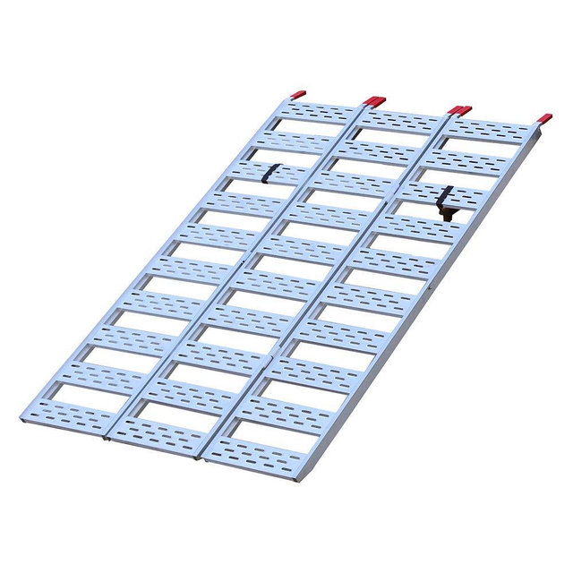 CARGOSMART 3075 Aluminum Tri-Fold Ramp with Treads (1pk) – Easily and Safely Load and Unload Push Mowers, Garden Tillers, ATVs and More, 1,500 lb. Total Ramp Capacity, 50” W x 76” L