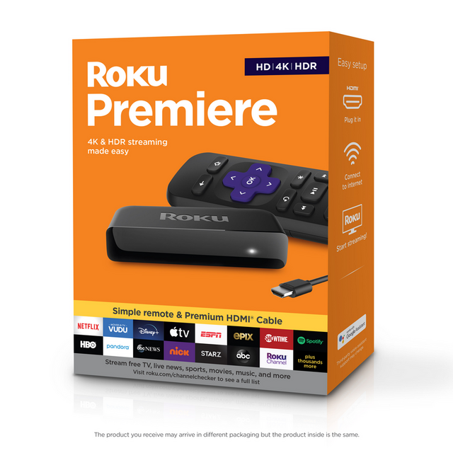 Roku Premiere 4K HDR Streaming Player with Premium HDMI Cable