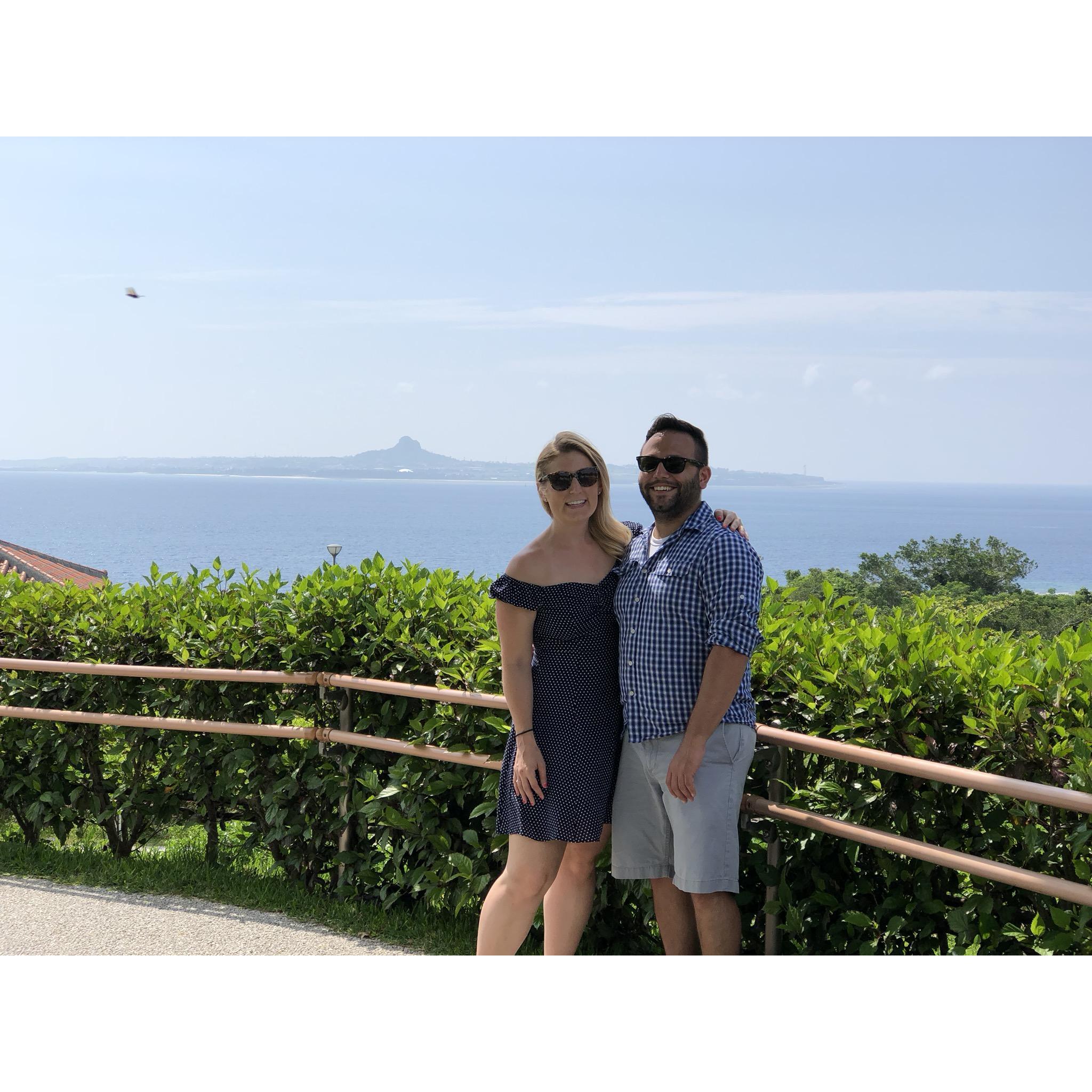 Smiling into the sun in Okinawa while visiting family.