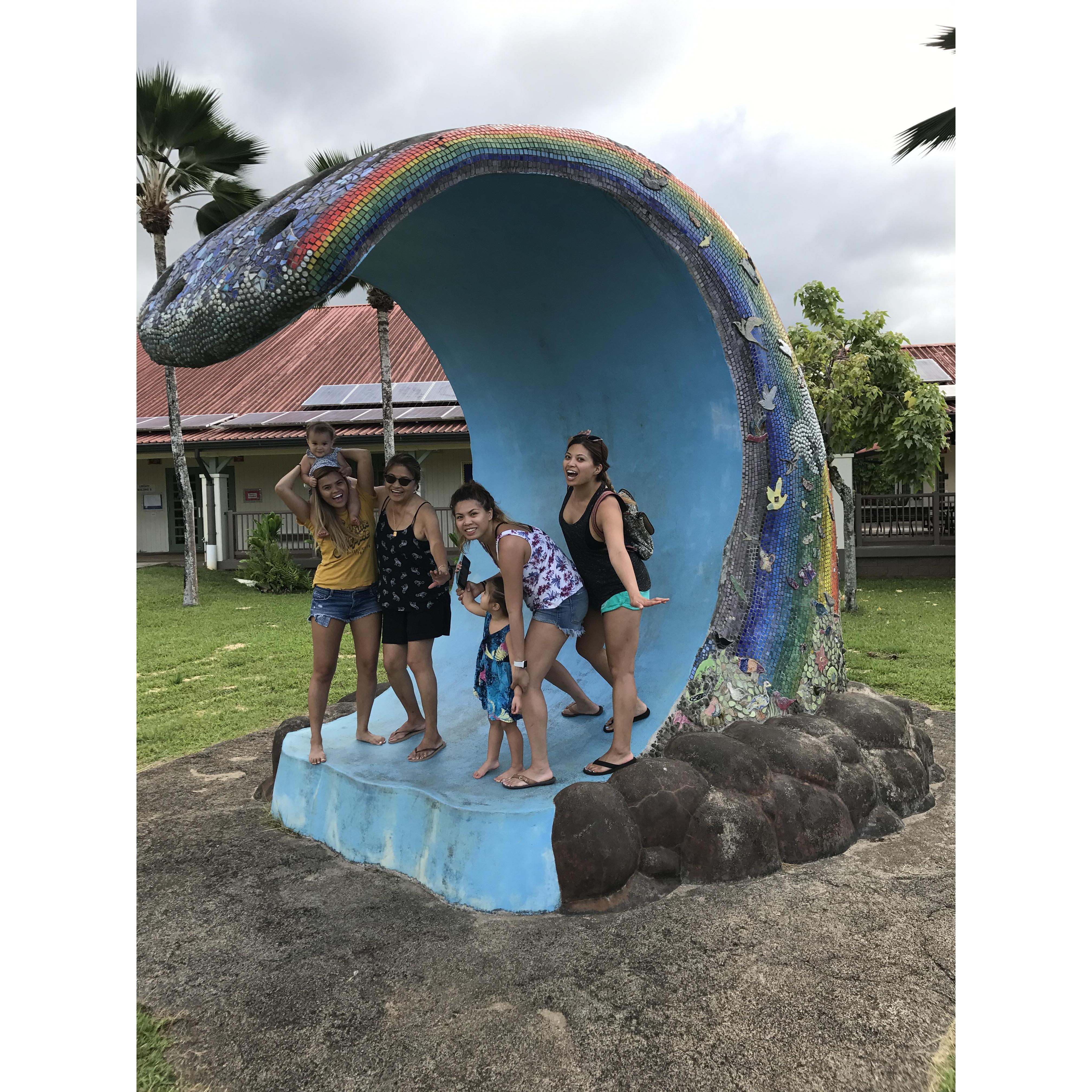 The girls getting barreled in Kauai