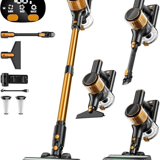 SUXIANGVAC Cordless Vacuum Cleaner, 8 in 1 Vacuum Cleaner for Home with LED Display, 3 Suction Modes, Anti-Tangle, 45mins Runtime Lightweight Stick Vacuum for Home Hardwood Floor, Pet Hair, Carpet