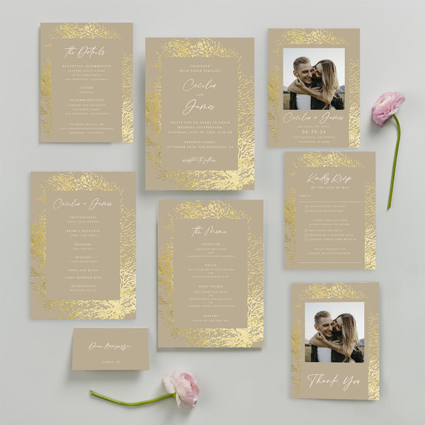 Zola Wedding Invitations - Santini Portrait Foil