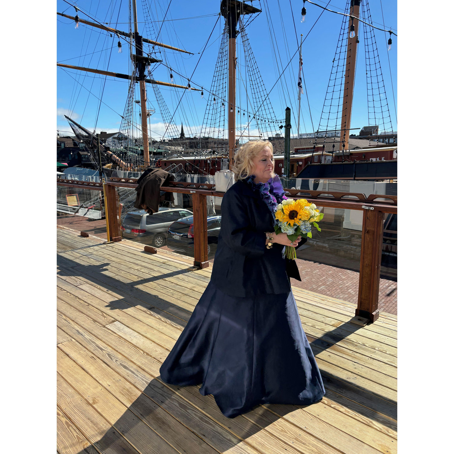 Dash walks down "the aisle" above Newport Harbor