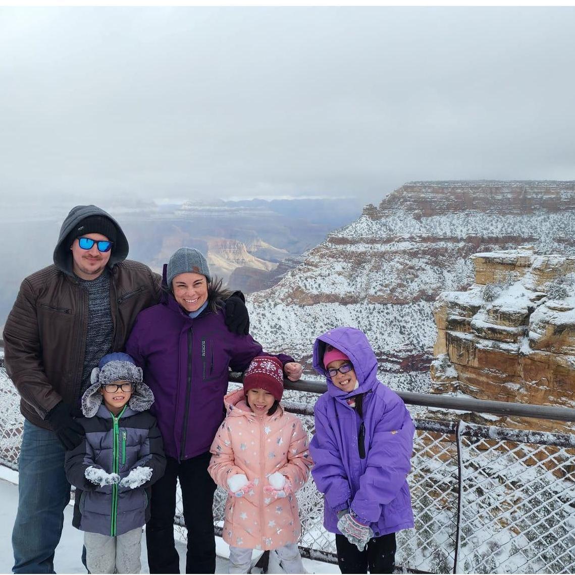 Family pic with the Grand Canyon in the background.