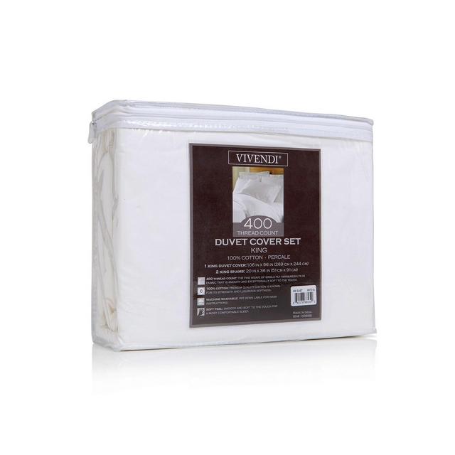 Vivendi 3 Piece Duvet Cover Set Percale of 4, Queen