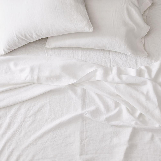 European Flax Linen Sheet Set, Full, White