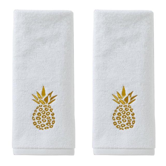 2pk Gilded Pineapple Hand Towel Set White - SKL Home