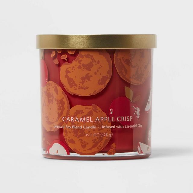 15.1oz Caramel Apple Crisp Candle Apple Crisp Cookie Print - Opalhouse™