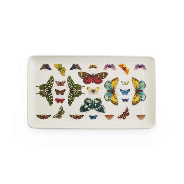 Pimpernel Botanic Garden Harmony Accents White 13 Inch Rectangular Tray - 13" x 7.5"