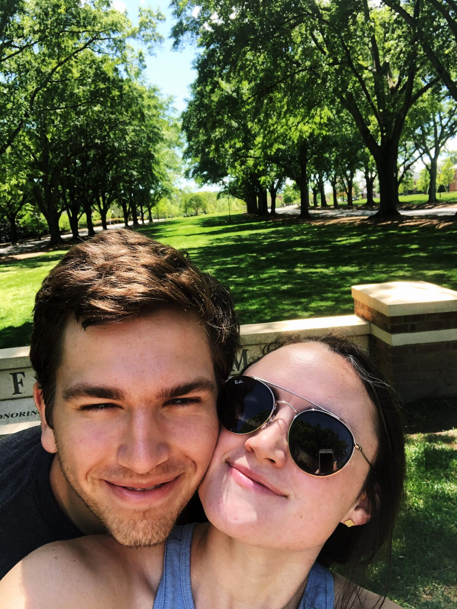 Emma & John visiting Furman Spring 2020 to pick up Emma’s things from her apartment right before graduation