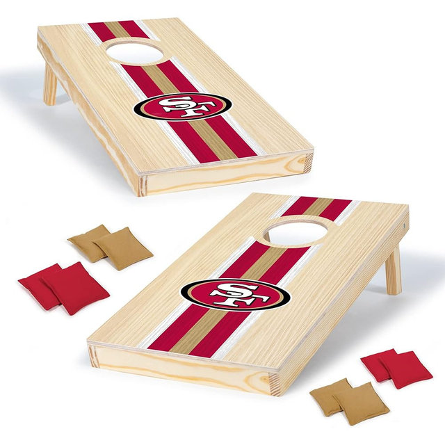 NFL Football Portable Size 1' x 2' Solid Wood Cornhole Set with Direct Print HD Team Graphics – Travel Size