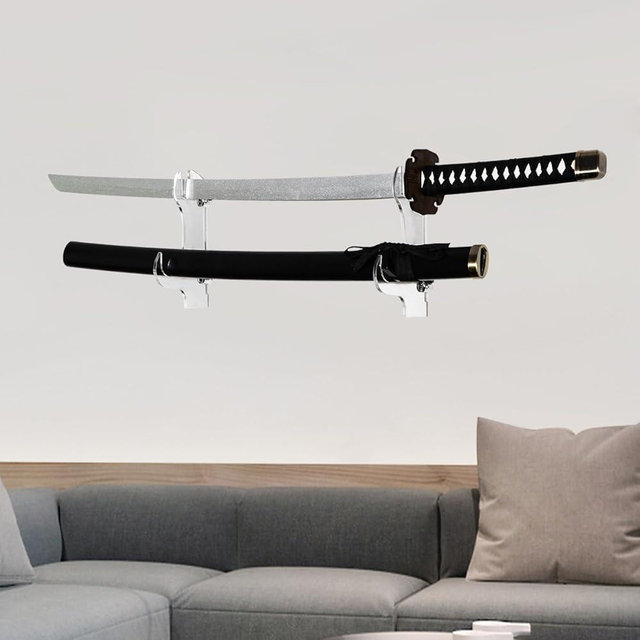 BYTOTU Katana Wall Holder - Transparent Plexiglass Sword Mount - (Swords Not Included)