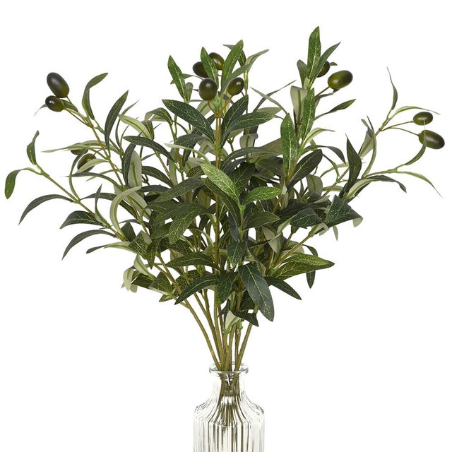 Waipfaru Faux Olive Branches for Vases, Olive Tree Branches with Lifelike Olives, Artificial Greenery Stems Decor for Centerpieces Floral Arrangements Vases (3Pcs, 18 Inch)