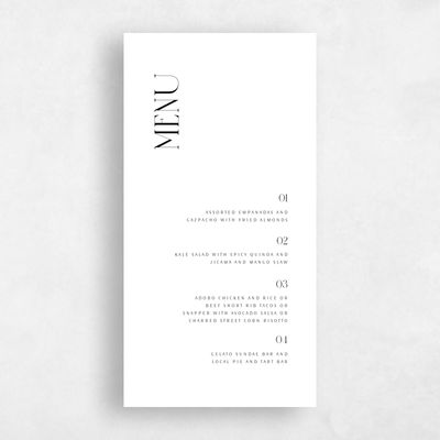 White Wedding Menu - Andes
