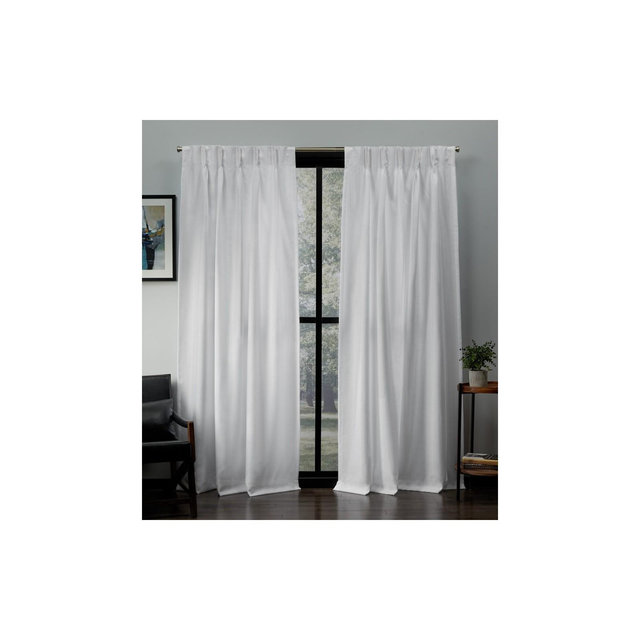 Set of 2 (84"x54")Loha Linen Pinch Pleat Window Curtain Panel White - Exclusive Home