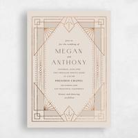 Beige Wedding Invitation - Lance Portrait Foil
