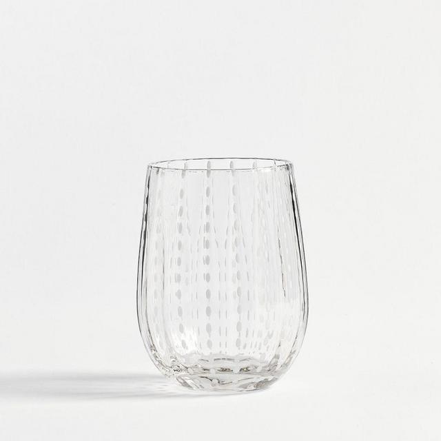 Dash Stemless Wine Glass, Set of 4 - Clear/White