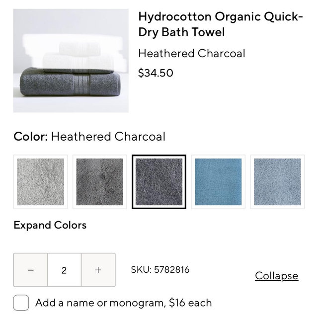 Hydrocotton Organic Quick-Dry Bath Towel