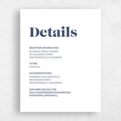 Navy, Blue Wedding Enclosure - Everett Letterpress