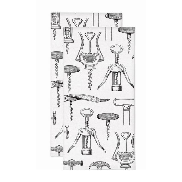 2pk Corkscrew Print Kitchen Towel - MU Kitchen