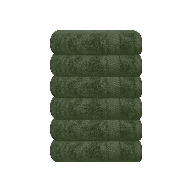 GLAMBURG Ultra Soft 6-Piece Hand Towel Set 16x28-100% Ringspun Cotton - Durable & Highly Absorbent Hand Towels - Ideal for use in Bathroom, Kitchen, Gym, Spa & General Cleaning - Olive Green