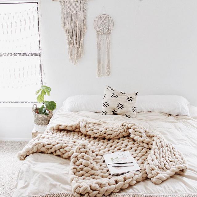Light Tan Merino Wool Throw | 48"x60"