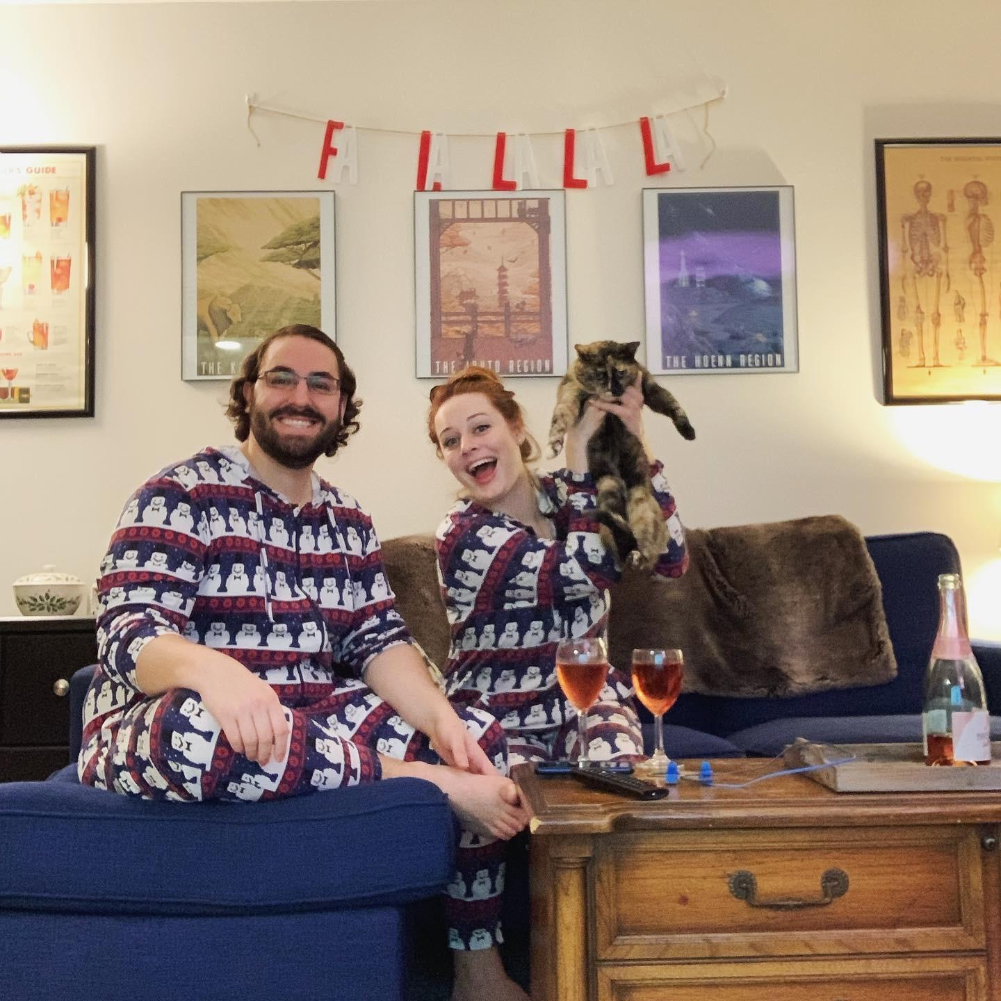 Our first 'family' photo with our cat, Renara