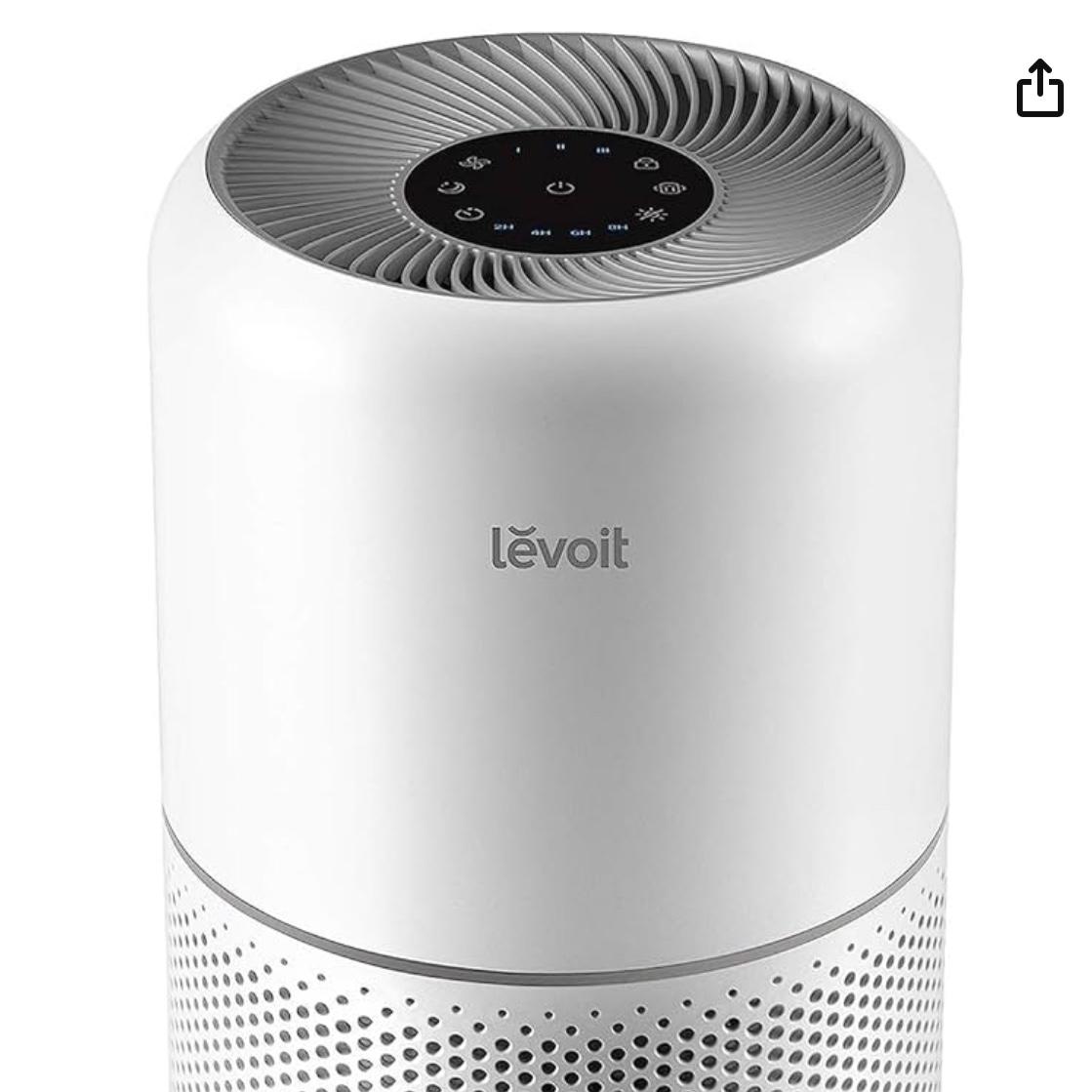 LEVOIT Air Purifier for Home Allergies Pets Hair in Bedroom, Covers Up to 1095 ft² by 45W High Torque Motor, 3-in-1 Filter with HEPA sleep mode, Remove Dust Smoke Pollutants Odor, Core300-P, White