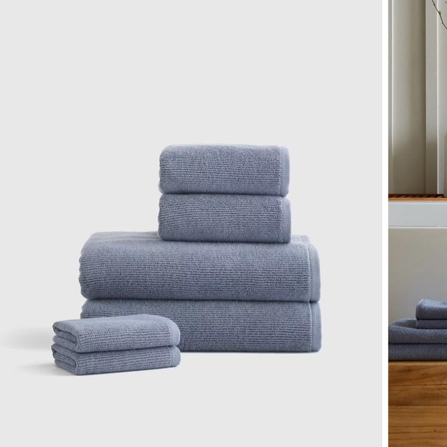 Turkish Ribbed Quick Dry Bath Towel Bundle in Mineral