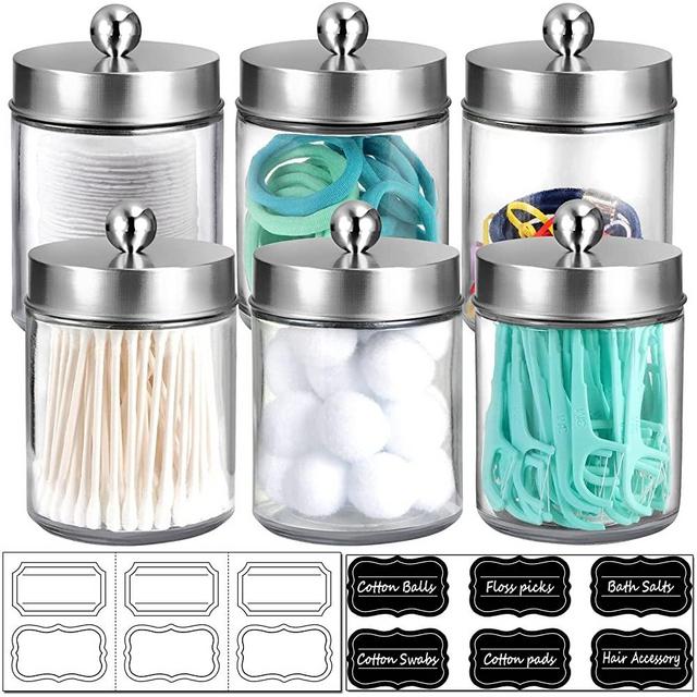 Motifeur Glass Apothecary Jars Bathroom Storage Organizer