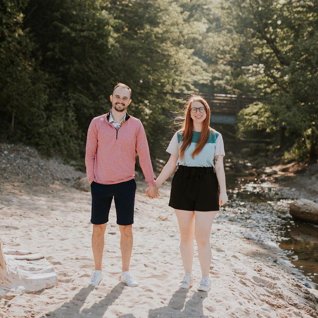 A favorite from our engagement photoshoot! Taken at Seven Bridges in South Milwaukee, WI. Photo credit: Liller Photo. 6.6.2025