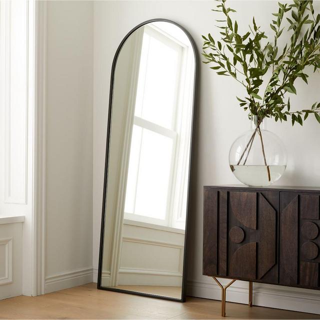 Metal Frame Arched Floor Mirror Antique Bronze