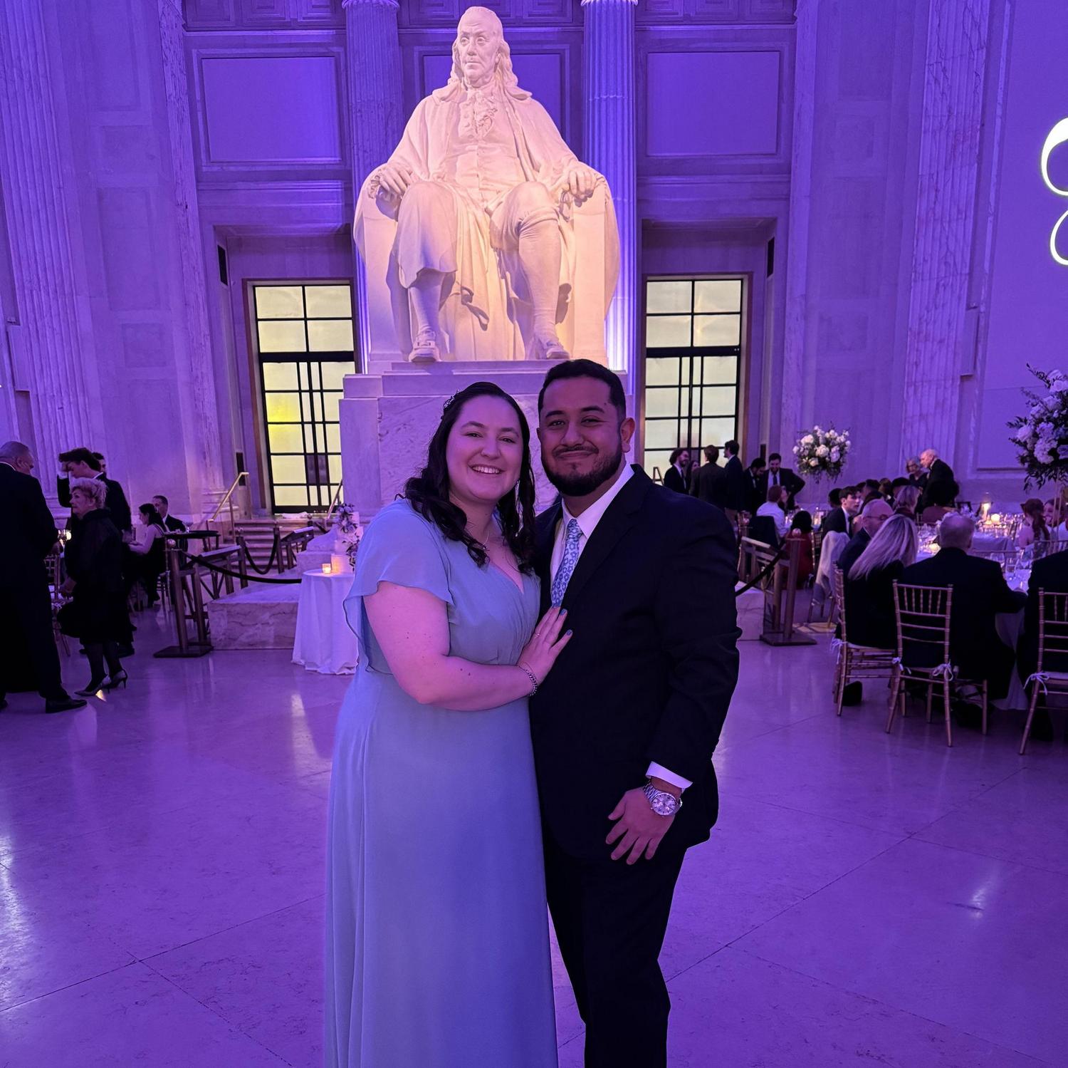 Celebrating our friend's wedding at the Franklin Institute!