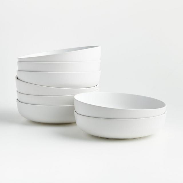 Wren Matte White Low Bowls, Set of 8