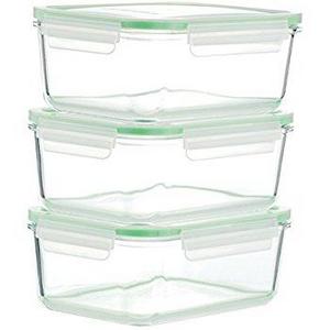 [3-Pack] Glass Meal Prep Containers Glass - Glass Food Storage Containers - Glass Storage Containers with Lids - Glass Lunch Containers Food Container - Glass Food Containers - BPA Free Container Set