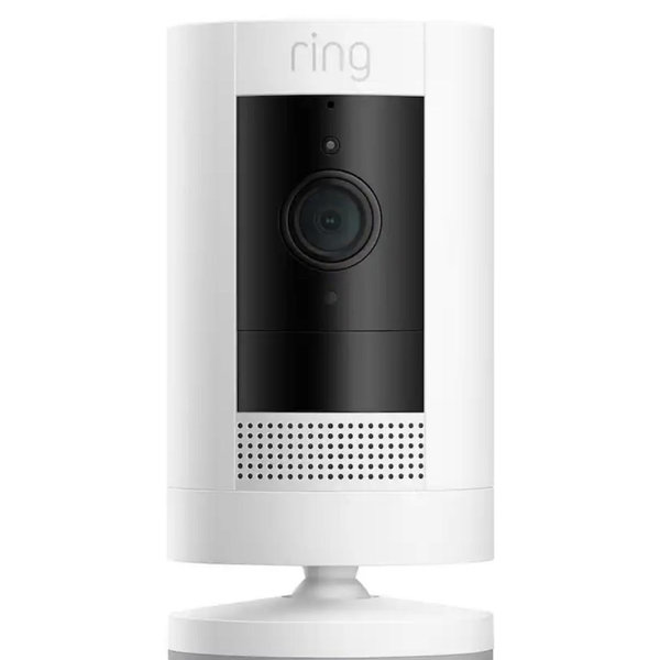 Ring Outdoor Cam (Stick Up Cam), Weather-resistant home or business security camera, outdoor ready, Live View, Color Night Vision, Two-Way Talk, motion alerts, Works with Alexa, White