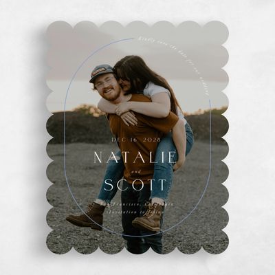 Blue Scalloped Wedding Save the Date - Barga Photo
