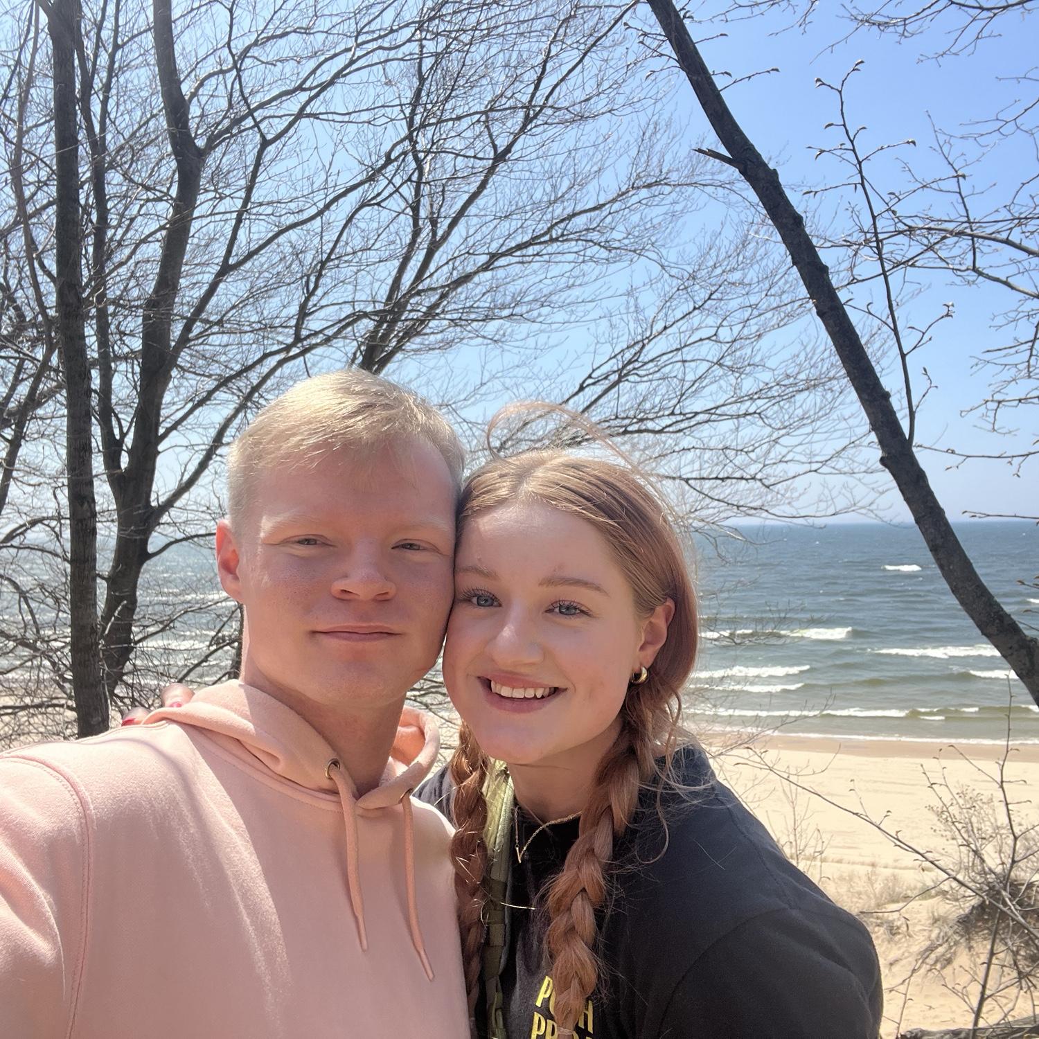 Day trip to Hoffmaster State Park! We hiked and got to see the gorgeous scenery and take this picture at the top of this sand dune.