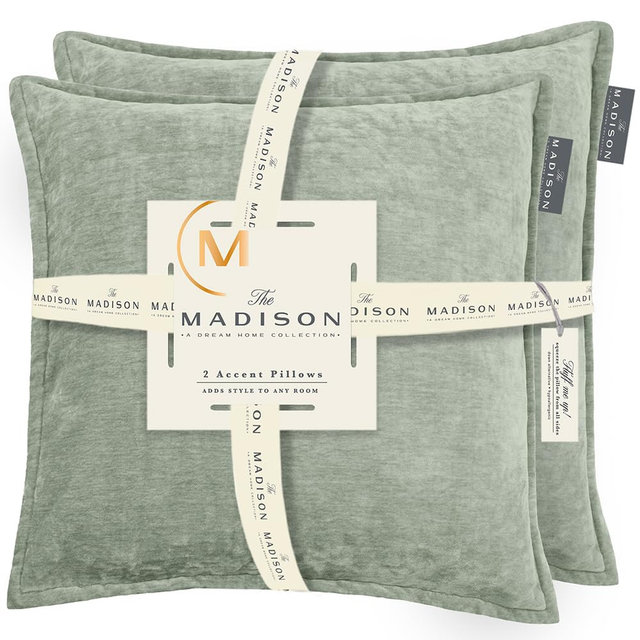 Celebrity Home The Madison: 2-Pack 20x20 Premium Down Alternative Accent Pillows - Ultra-Soft Textured Collection (Calming Sage)