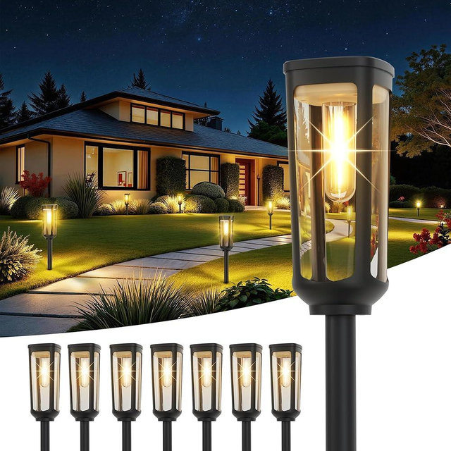 JEJOT Solar Pathway Lights Outdoor Waterproof IP65, 8 Pack Warm White Solar Walkway Lights, Auto On/Off Outdoor Light for Lawn Garden Patio Driveway Decor Landscape Lighting